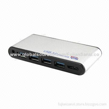 Super Speed USB3.0 Hub, 4-port Splitter Adapter for PC Laptop Computer, 103.86 x 47.42 x 16.07mm